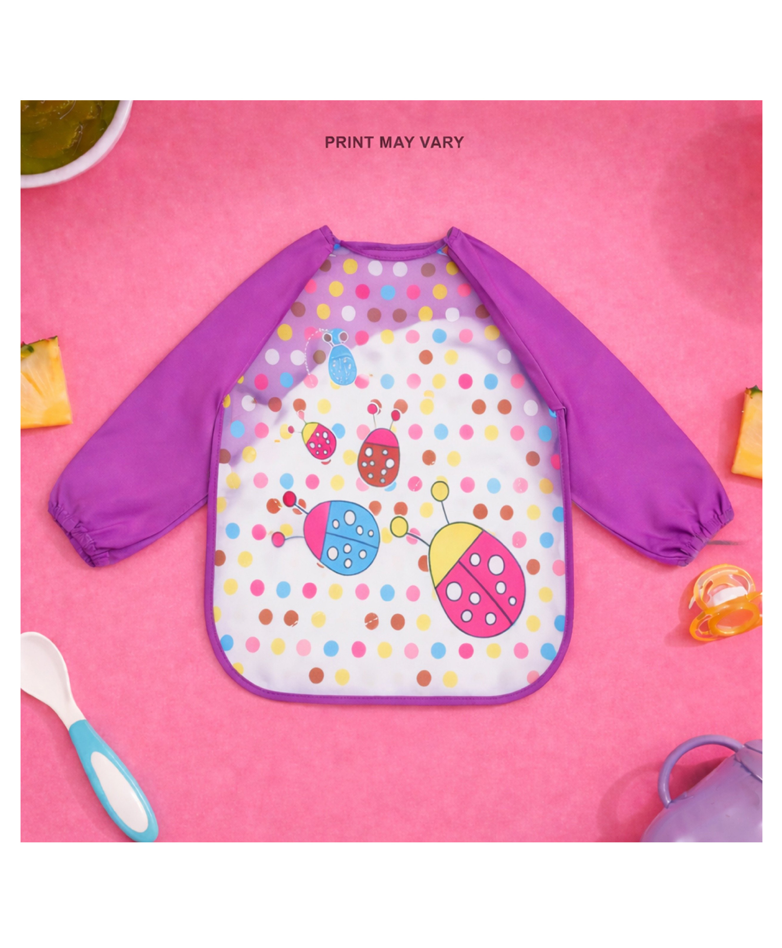 The Cheeky Kidzz Baby Full Sleeves Washable Waterproof Bib/Apron With Tying Robe Use During Messy Activities Like Feeding Or Painting (Purple)-picture-12