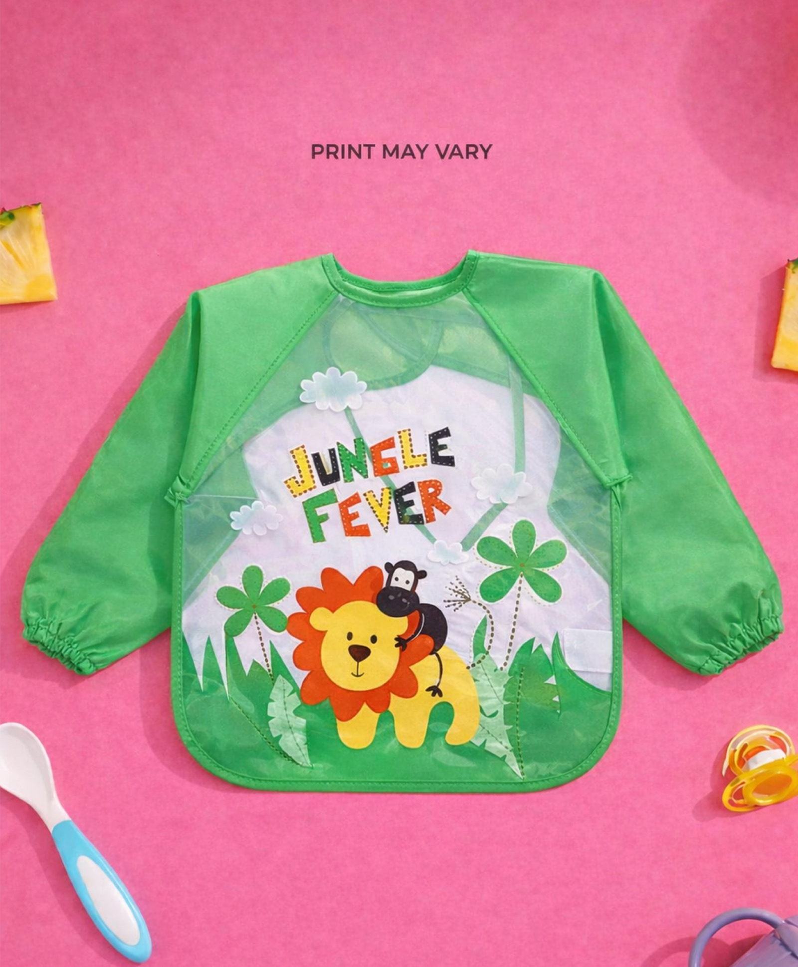 The Cheeky Kidzz Baby Full Sleeves Washable Waterproof Bib/Apron With Tying Robe Use During Messy Activities Like Feeding Or Painting (Green)-image-16