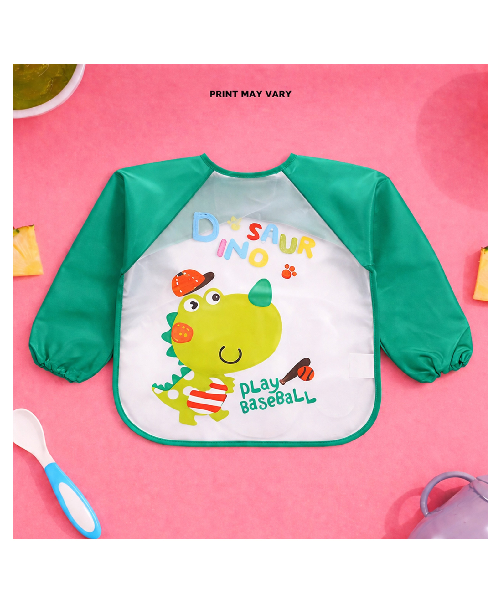The Cheeky Kidzz Baby Full Sleeves Washable Waterproof Bib/Apron With Tying Robe Use During Messy Activities Like Feeding Or Painting (Sea Green)-image-32