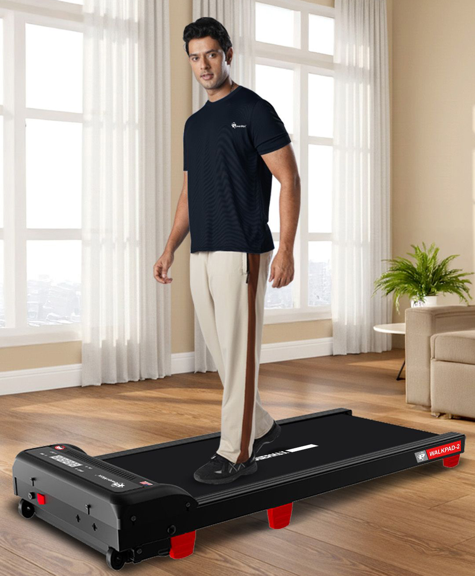 Powermax Fitness Walkpad-2 Under-Desk Treadmill for Home Use | 4.0 HP Motor, 2% Manual Incline, Shock Absorption 130kg Weight Capacity-image-7