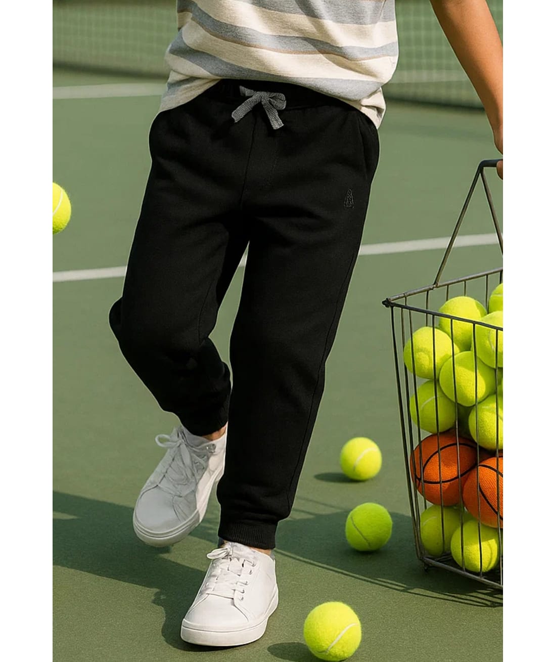 Tales & Stories Cotton Knit Solid Track Pants - Black-picture-12