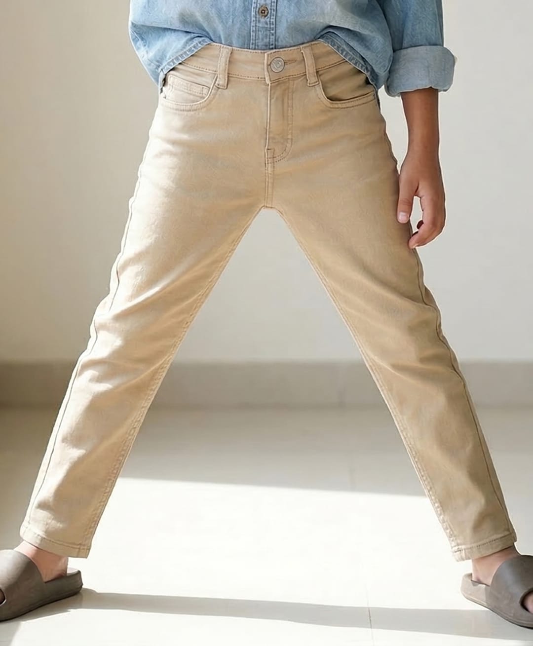Tales & Stories Denim Woven Solid Jeans - Khaki-picture-24