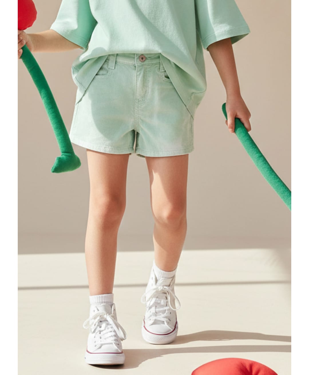 Tales & Stories Cotton Woven Tie Dye Shorts - Mint-picture-13