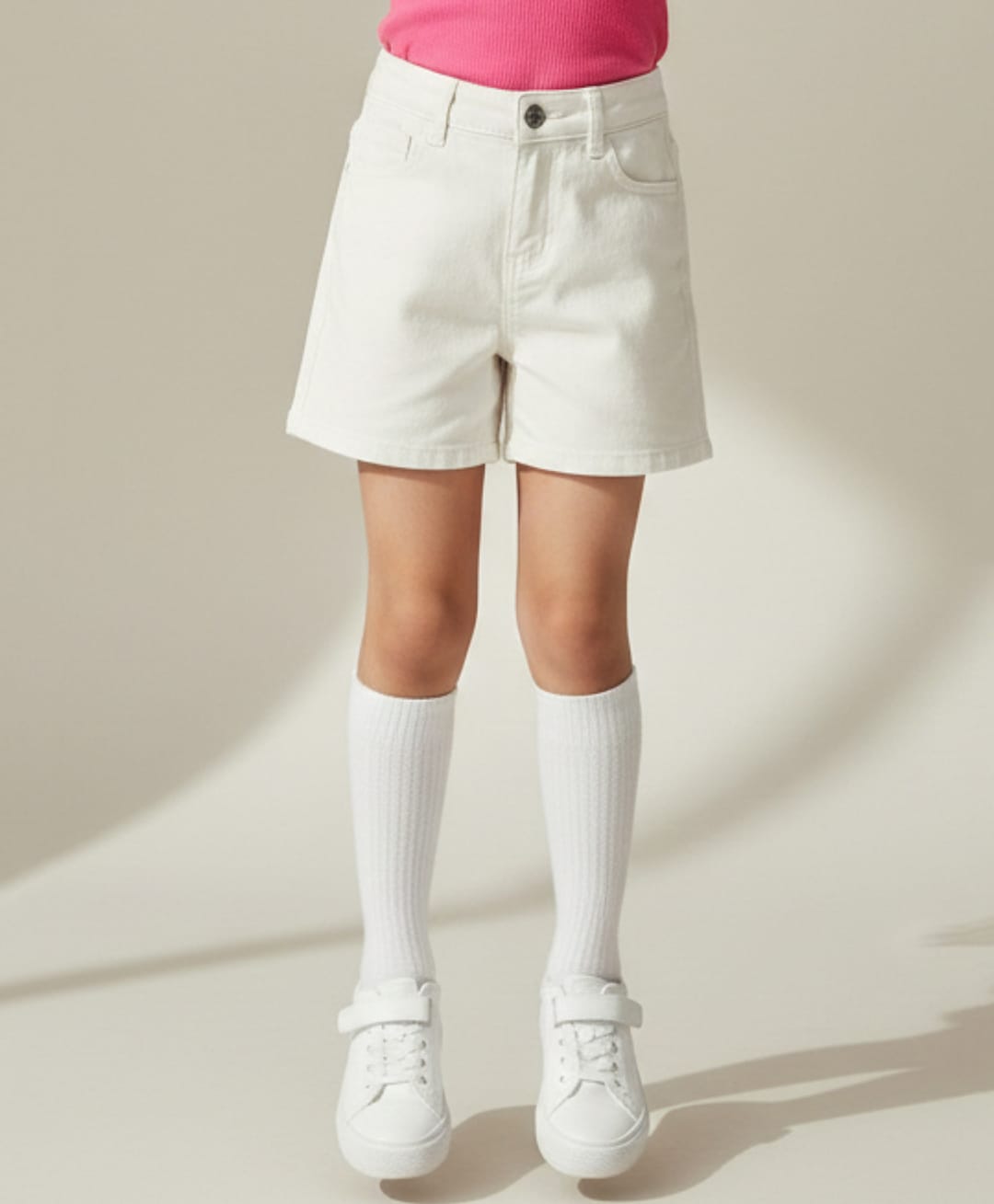 Tales & Stories Cotton Woven Solid Shorts - White-picture-15
