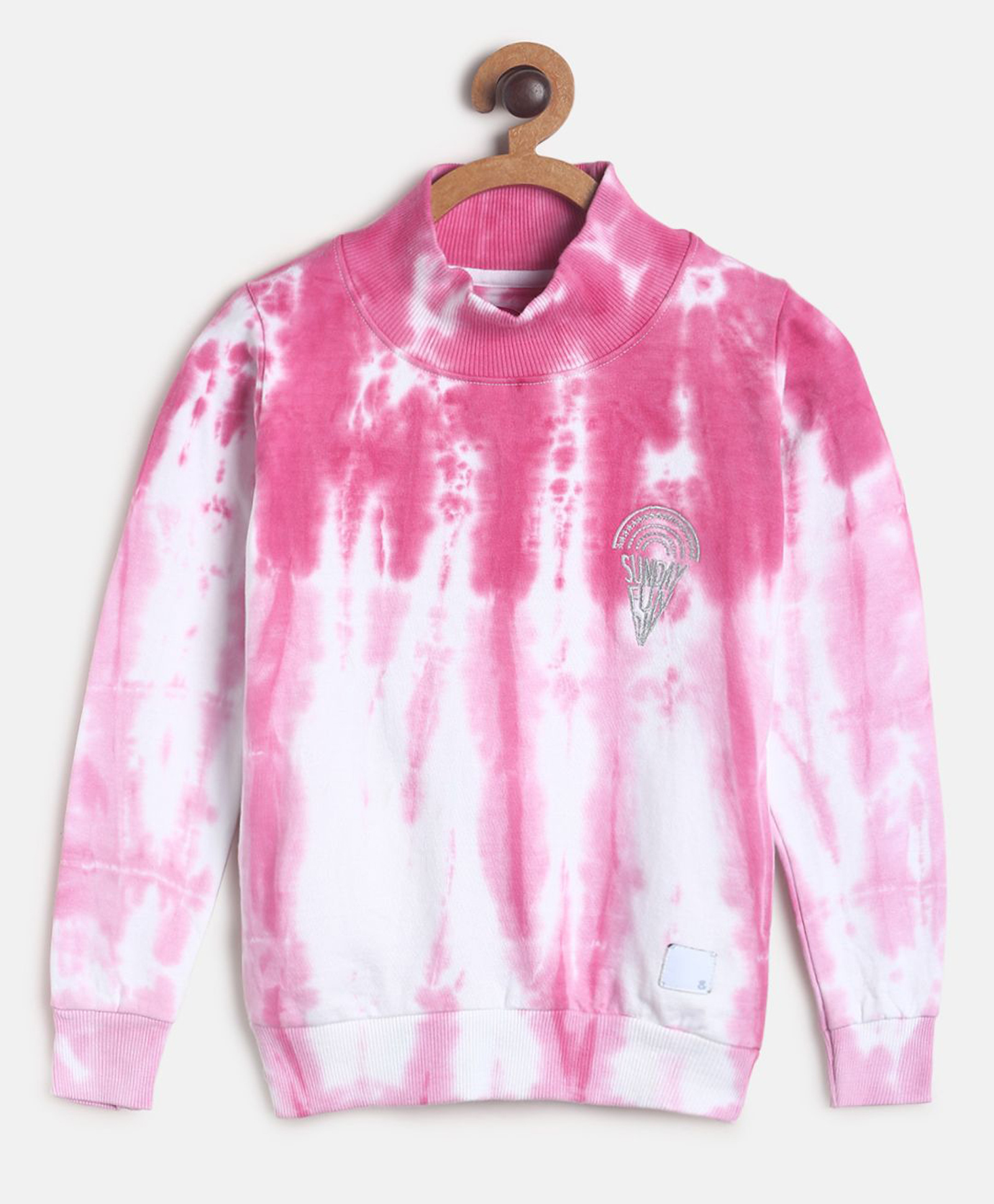 Tales & Stories Cotton Knit Full Sleeves Tie Dye Light Winter Sweatshirt - Pink-picture-21