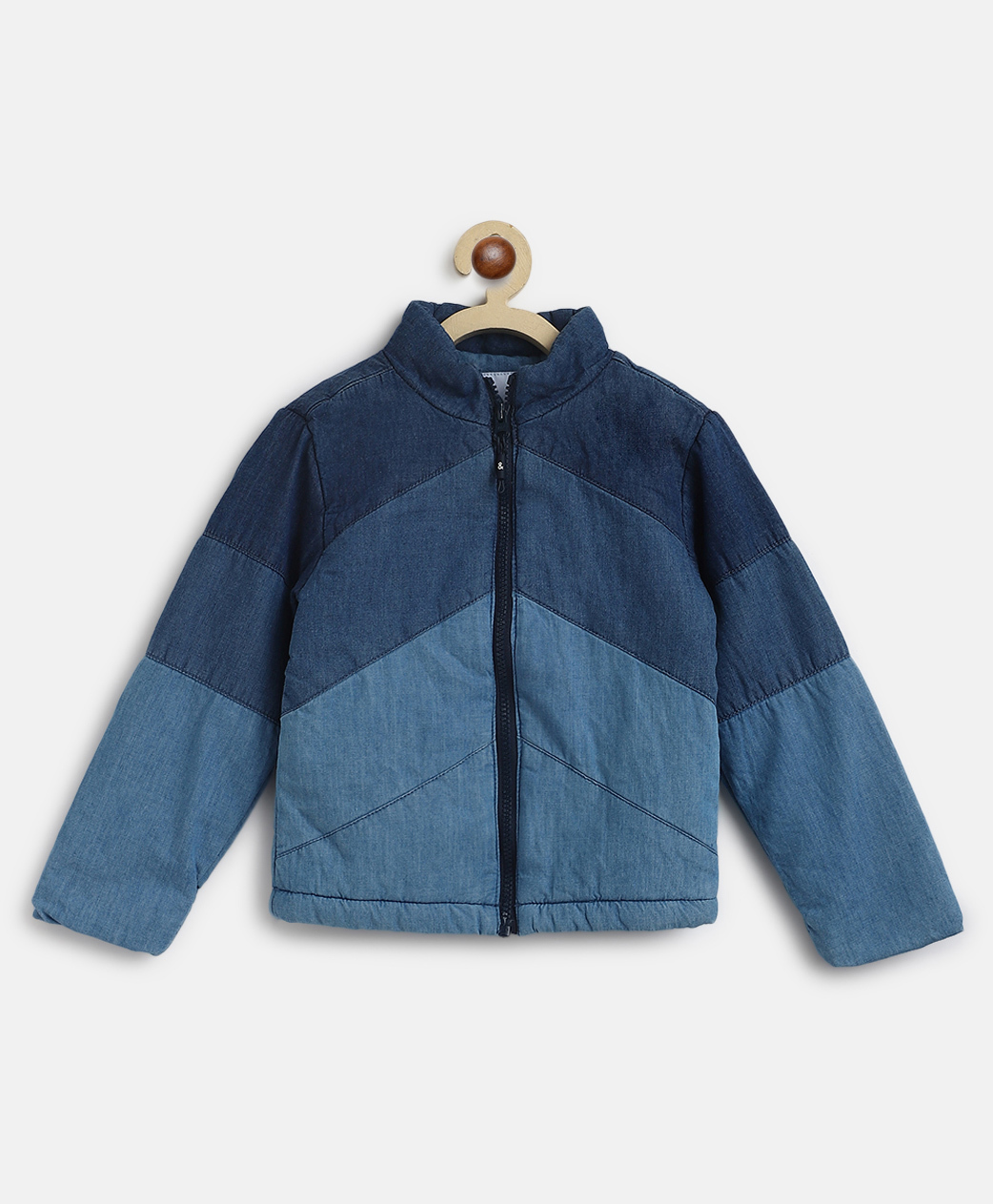 Tales & Stories Cotton Woven Full Sleeves Colour Blocked Winter Unisex Quilted Jacket - Blue-picture-21