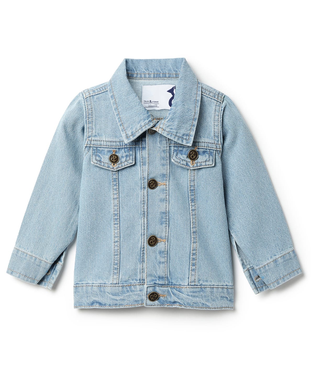 Tales & Stories Denim Woven Full Sleeves Mild Washed Jacket - Blue