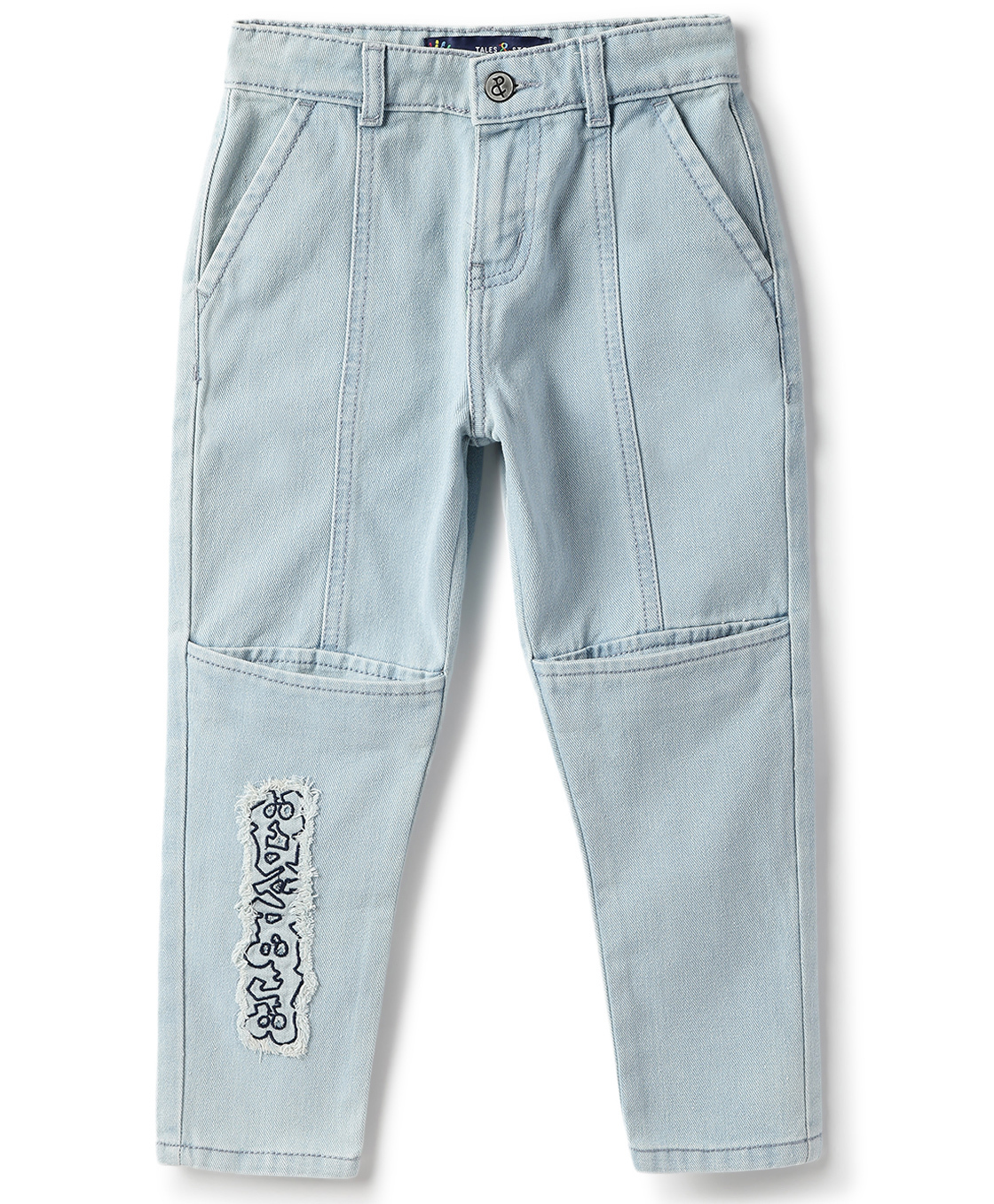 Tales & Stories Denim Woven Abstract Patch Detailed Jeans - Light Blue-picture-18