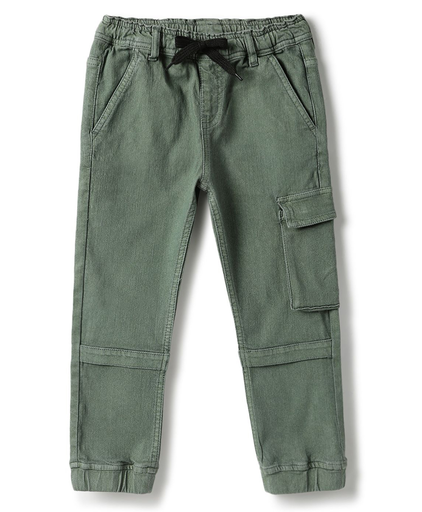 Tales & Stories Cotton Woven Solid Joggers Style Trouser - Green-picture-16