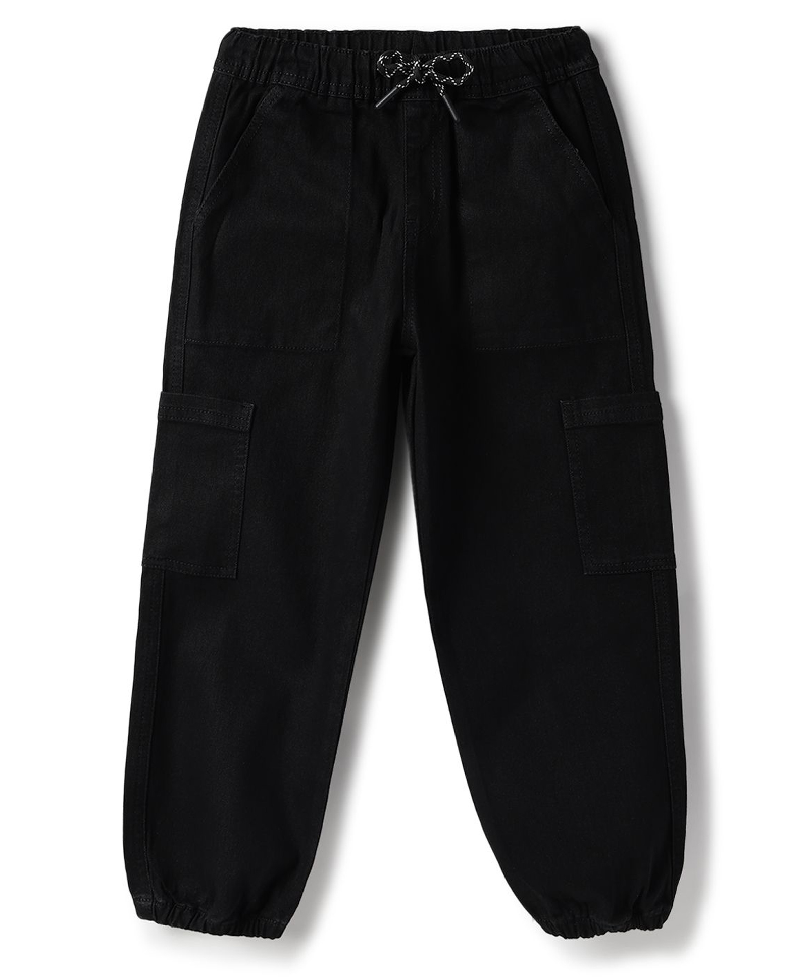 Tales & Stories Cotton Woven Solid Joggers Style Trouser - Black-picture-19
