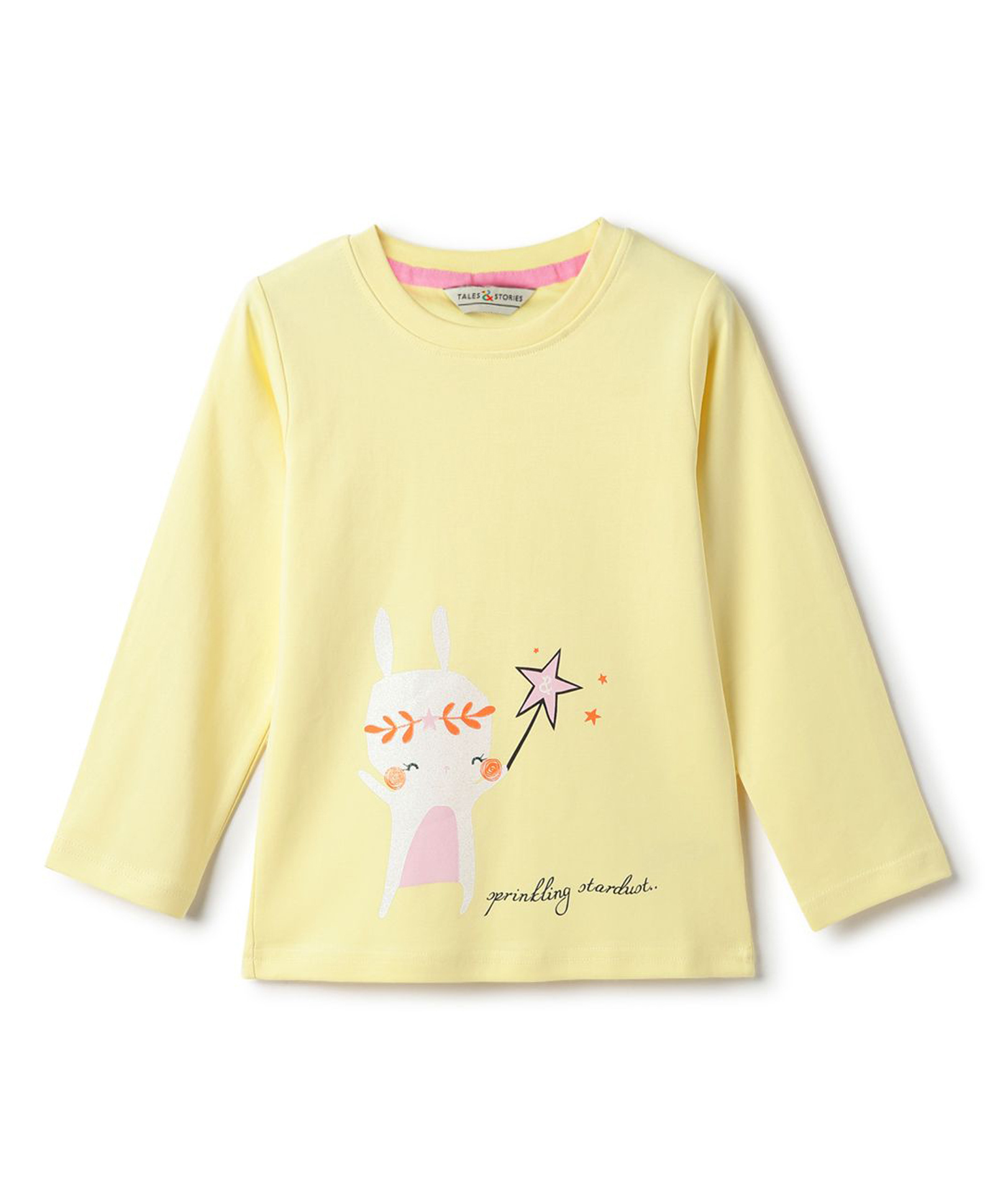 Tales & Stories Cotton Knit Full Sleeves Rabbit Printed Tee - Light Yellow-picture-33