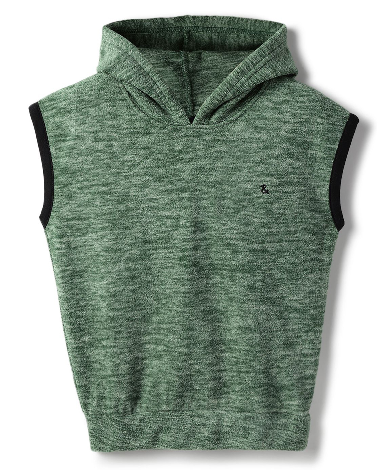 Tales & Stories Woven Sleeveless Solid Light Winter Hoodie - Green-picture-16