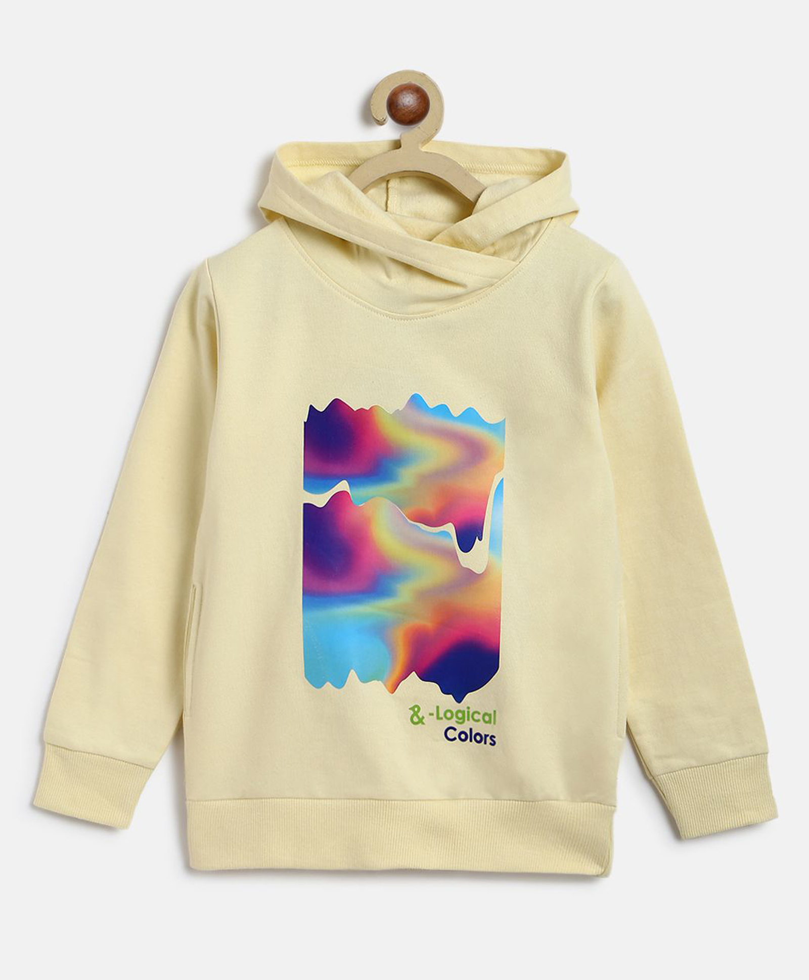 Tales & Stories Cotton Knit Full Sleeves Ombre Light Winter Hooded Sweatshirt - Cream-picture-21