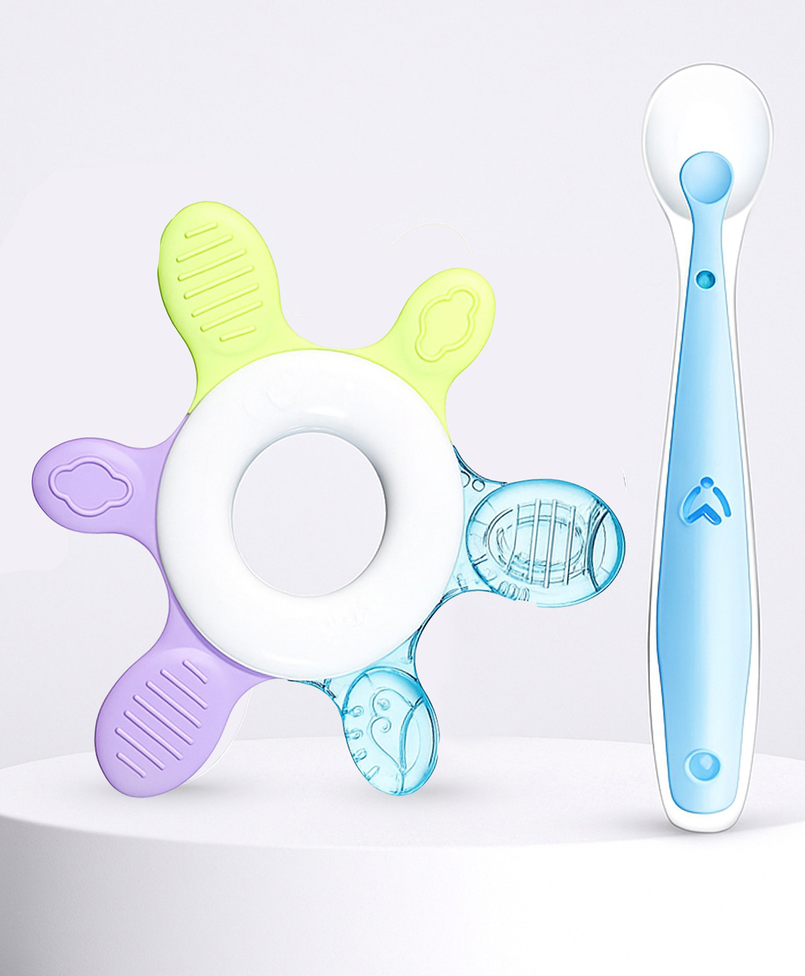 Tinny Tots Baby Silicone Teether Designed For Gum Relief With Ultra-Soft Food-Grade Silicone Spoon BPA Free (ASSORTED COLOURS)-image-32