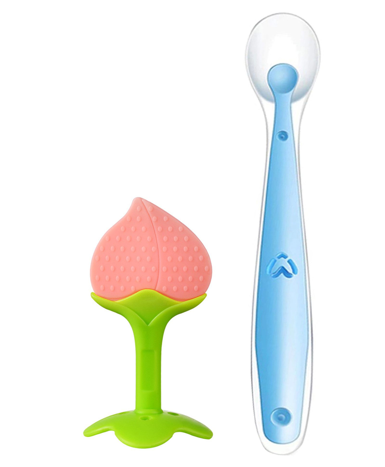 Tinny Tots Baby Soft Silicone Fruit Shape Teething Teether With Ultra-Soft Food-Grade Silicone Spoon BPA Free(MIX COLOURS)-picture-20
