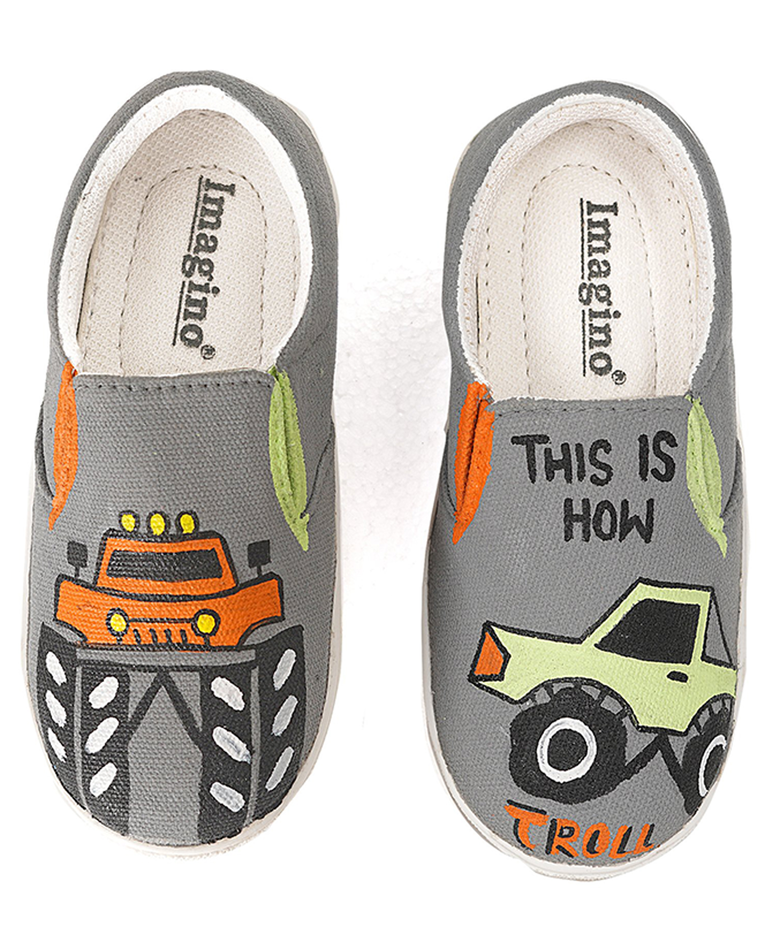 IMAGINO Monster Truck Hand Painted Slip On Shoes - Grey-image-31