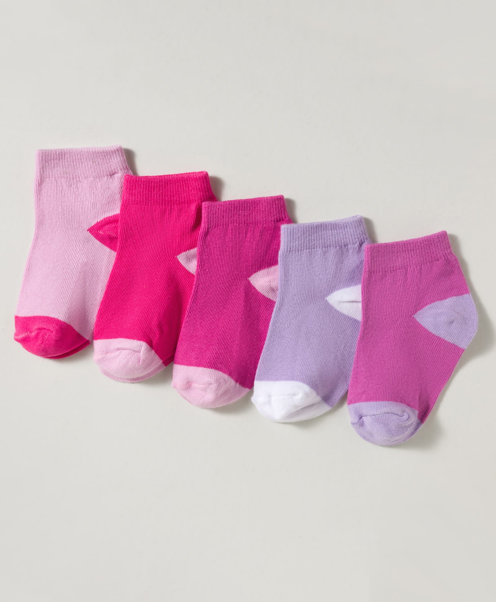 Kookie Kids Knit Ankle Length Solid Color Socks Pack of 5 - Pink Purple & Lavender-image-26