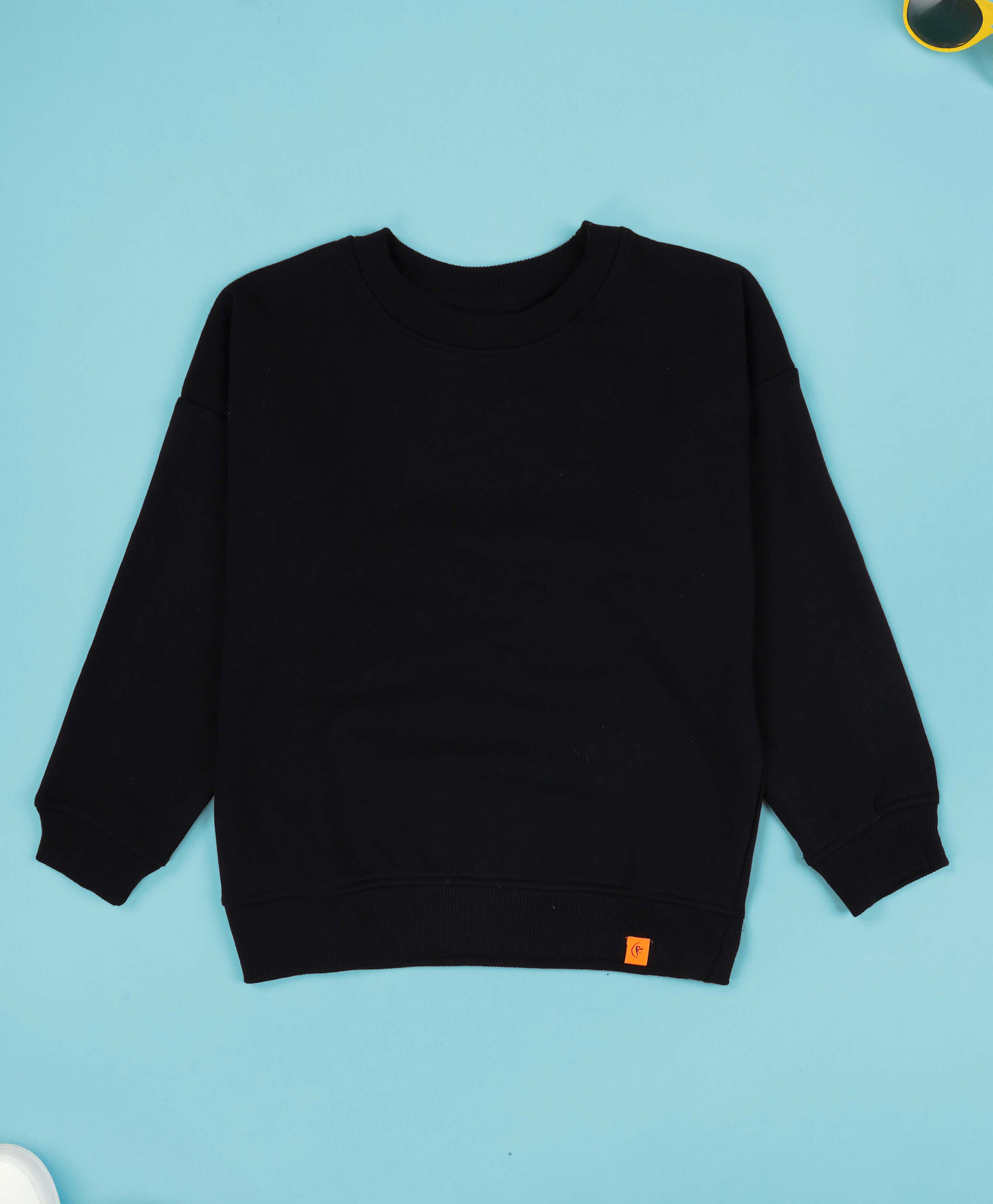 Kiddopanti Fleece Knit Full Sleeves Solid Light Winter Sweatshirt - Black-picture-36