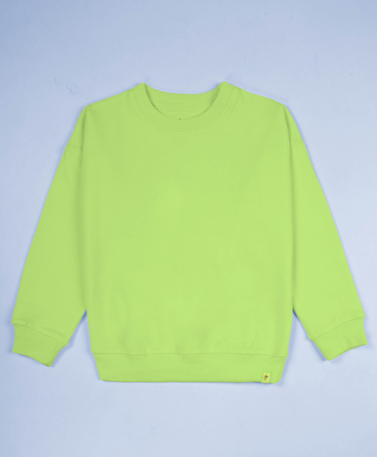 Kiddopanti Fleece Knit Full Sleeves Solid Light Winter Sweatshirt - Neon Green-picture-32