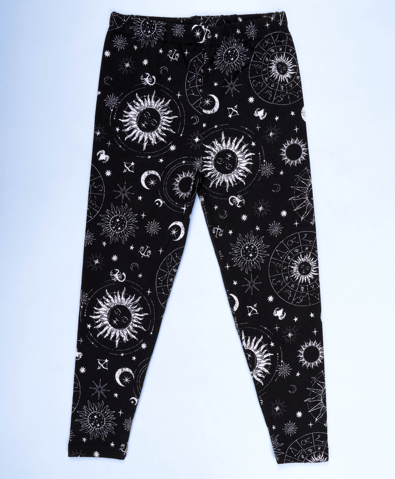 Kiddopanti Cotton Spandex Knit Zodiac Theme Printed Leggings - Black-image-27