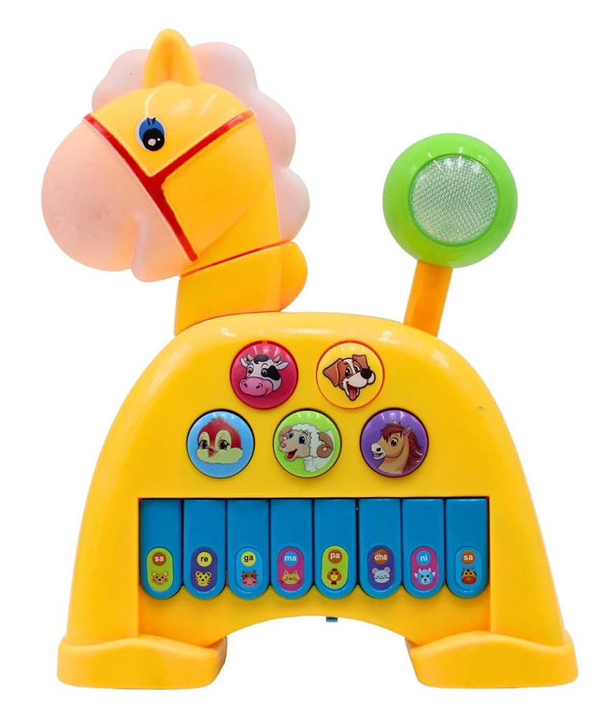 StarAndDaisy Baby & Kids Animal Shaped Musical Toy, 3-in-1 Piano Toy with Lights, 5 Animal Voices, Jackpot Wheel & 360° Rotating Head - Horse-image-46