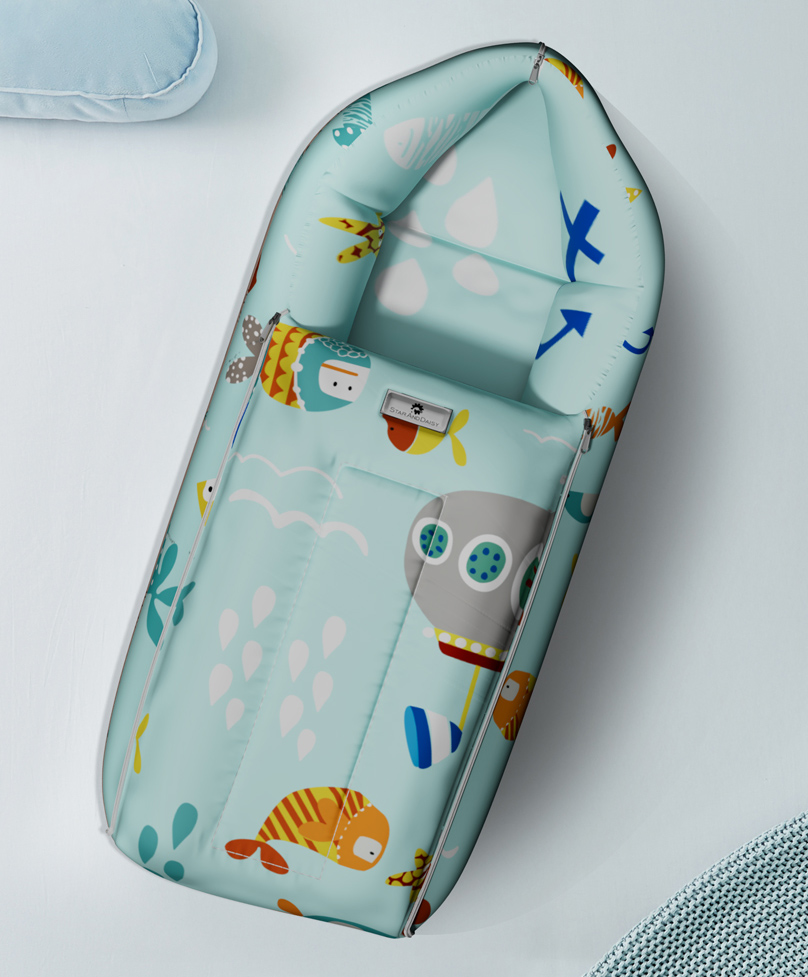 StarAndDaisy 3 in 1 Baby Sleeping Bag - Sky Blue With Aqua Print-image-42