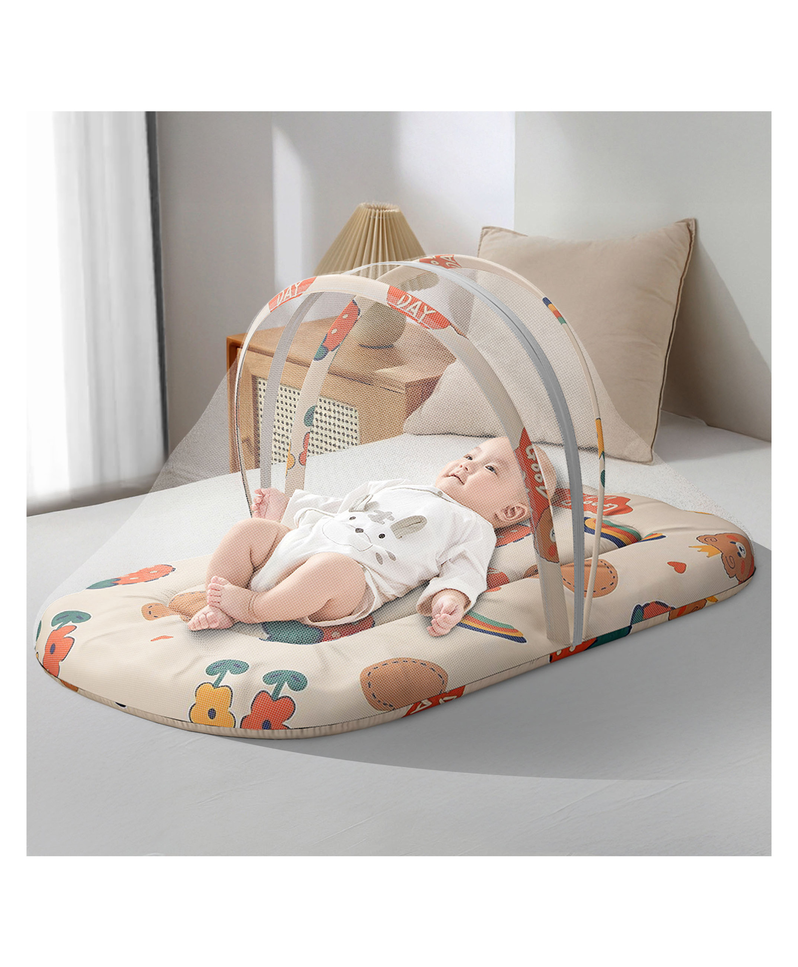 StarAndDaisy 3 in 1 Baby Mosquito net for Sleeping - Newborn, Mosquito net for Baby Soft and Comfortable Bed for 0-12 Months -Rainbow Print