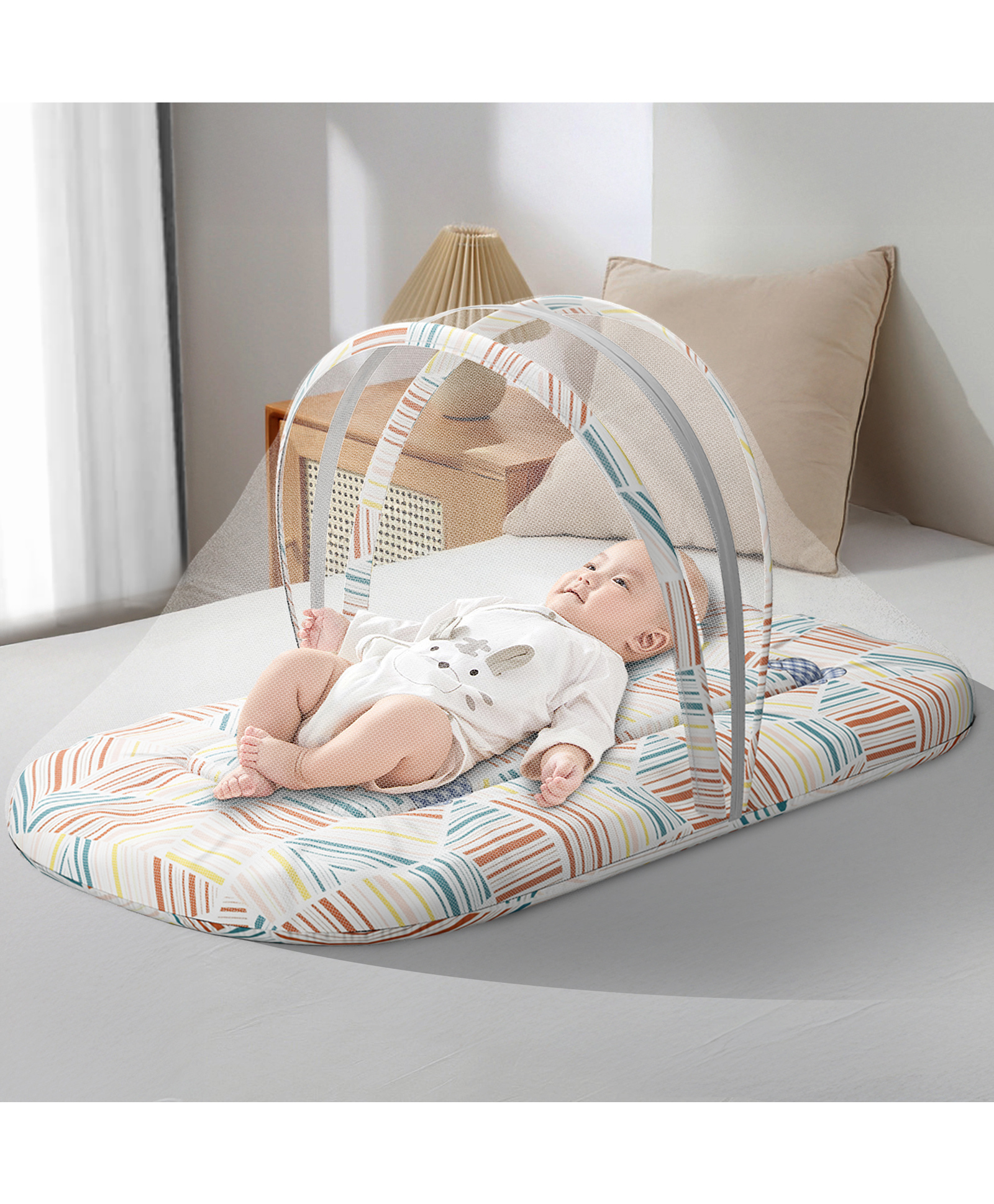 StarAndDaisy 3 in 1 Baby Mosquito net for Sleeping - Newborn, Mosquito net for Baby Soft and Comfortable Bed for 0-12 Months - Check Print