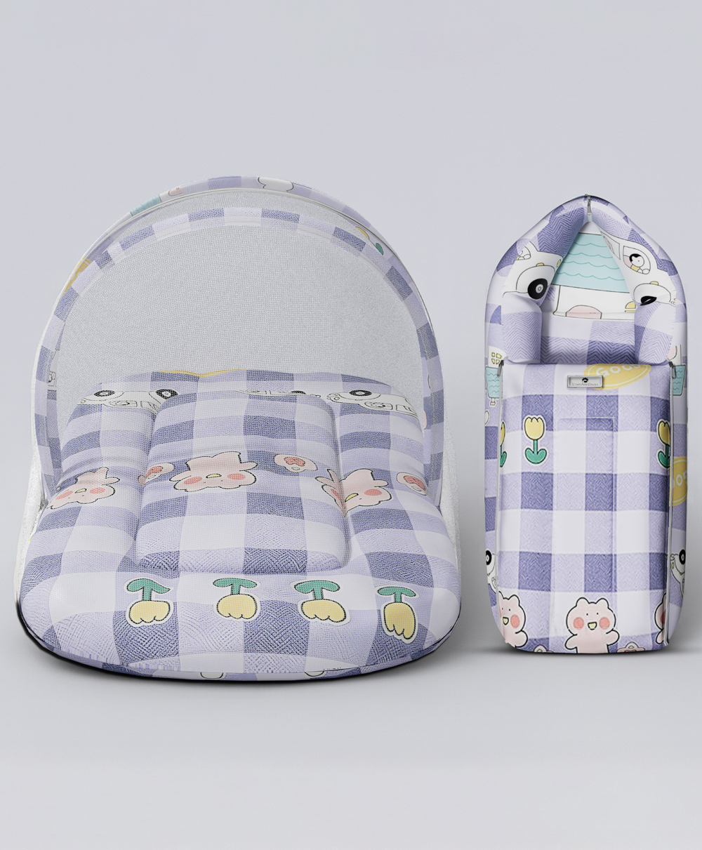StarAndDaisy 2-in-1 Baby Sleeping Bag with Mosquito Net for Newborn Soft & Breathable Cotton Sleeping Sack Cum Wrapper Foldable Bag for Baby Protection-Bunny Print-image-39