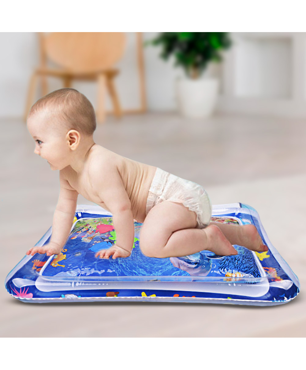 StarAndDaisy Baby Water Mat Infant Sensory Play Gym for Newborn Baby Essentials Water-Filled Activity Mat Baby Gifts. Blue-image-12