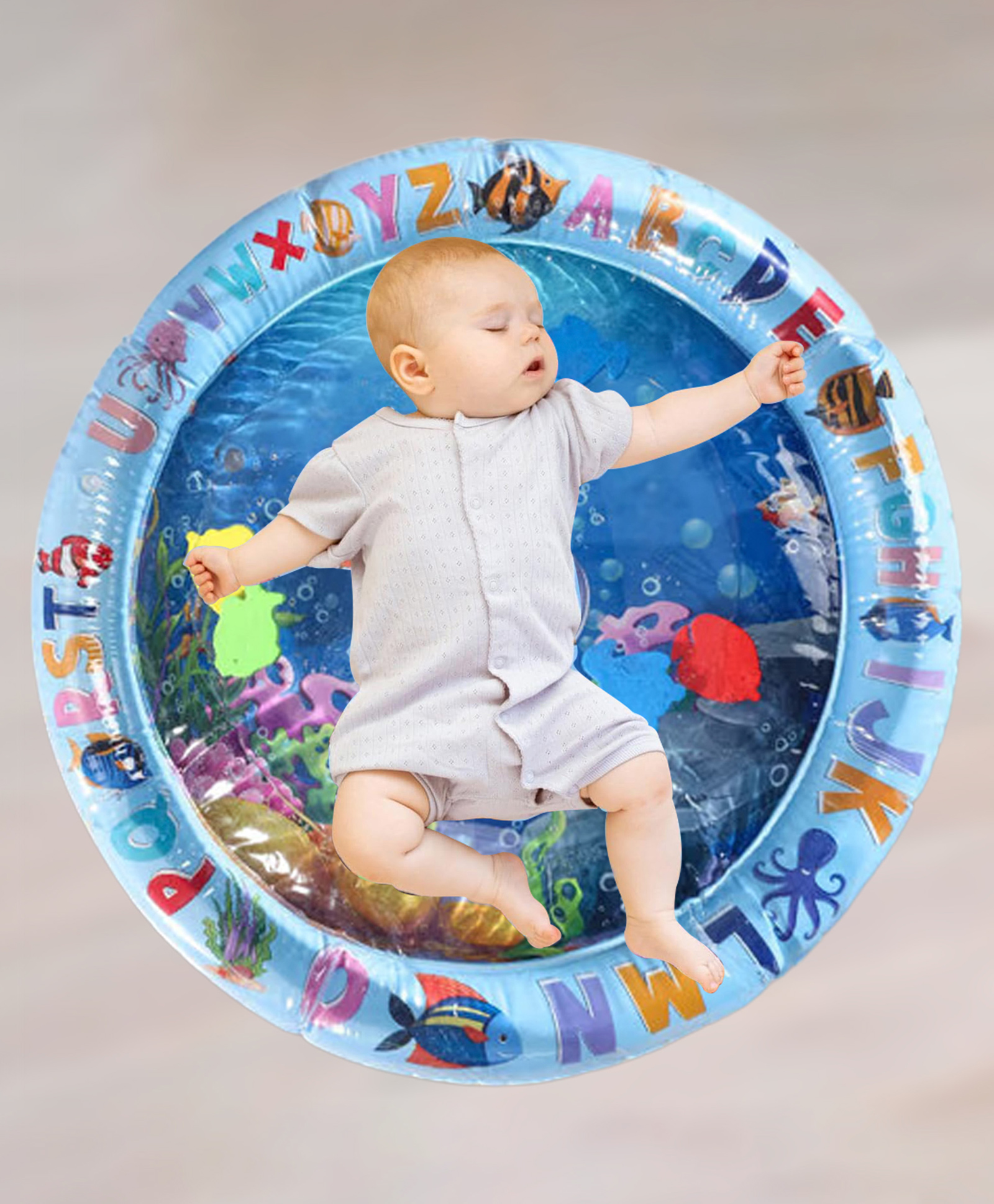 StarAndDaisy Baby Water Mat Infant Sensory Play Gym for 6-12 Months Water-Filled Activity Mat, Blue-image-31