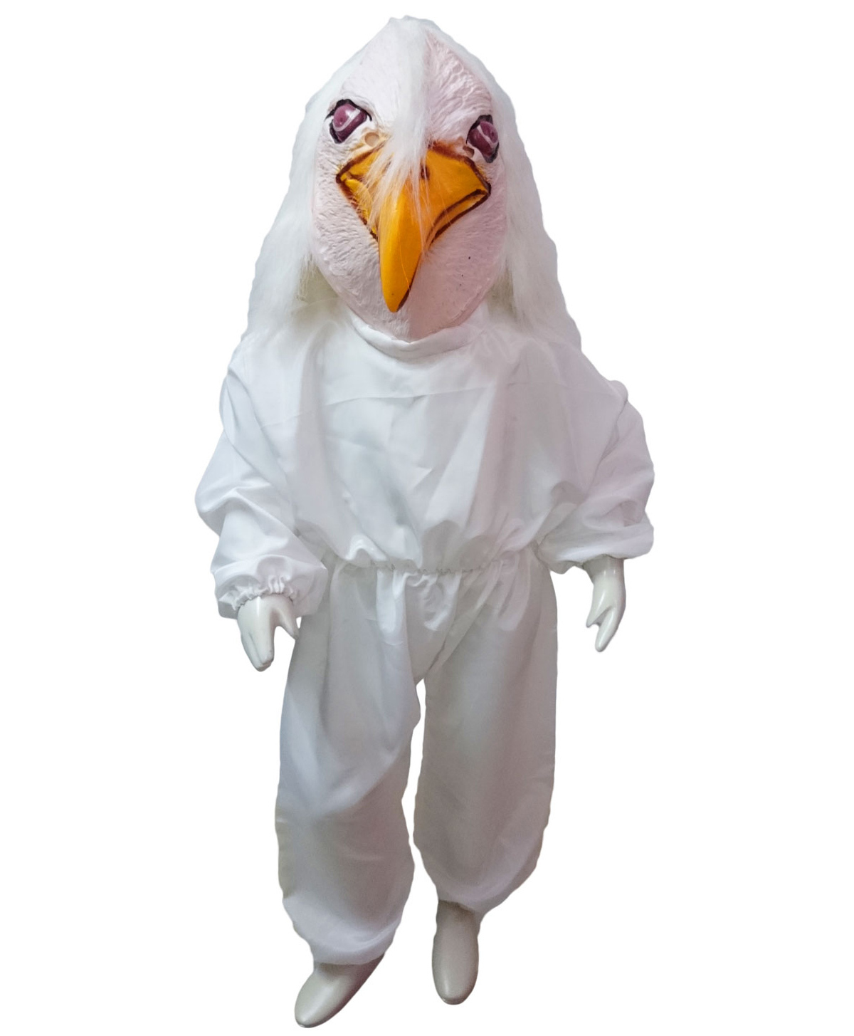 BookMyCostume Dussehra Theme Full Sleeves Jatayu Costume Set With Jumpsuit & Vulture Mask - White
