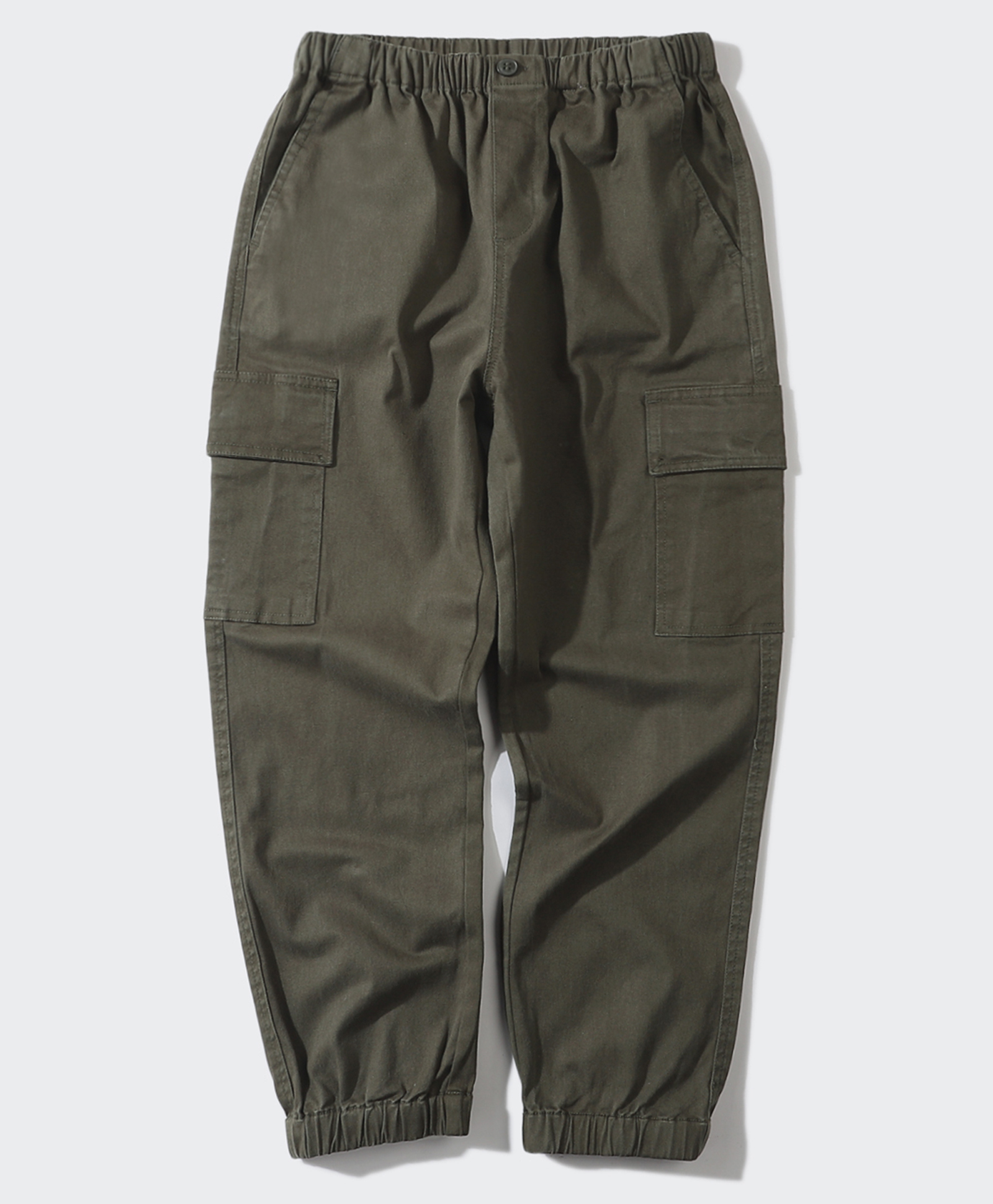 ALAN JONES Cotton Woven Full Length Stretchable Solid Cargo Pants - Olive Green-picture-21