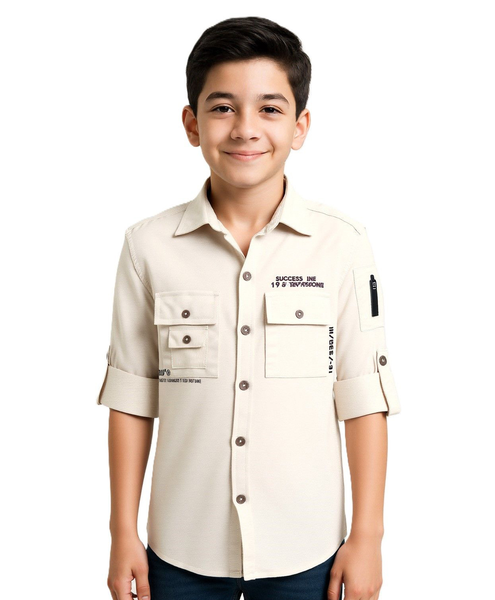 CAVIO Cotton Woven Full Sleeves Typography Printed Shirt - Cream-image-20