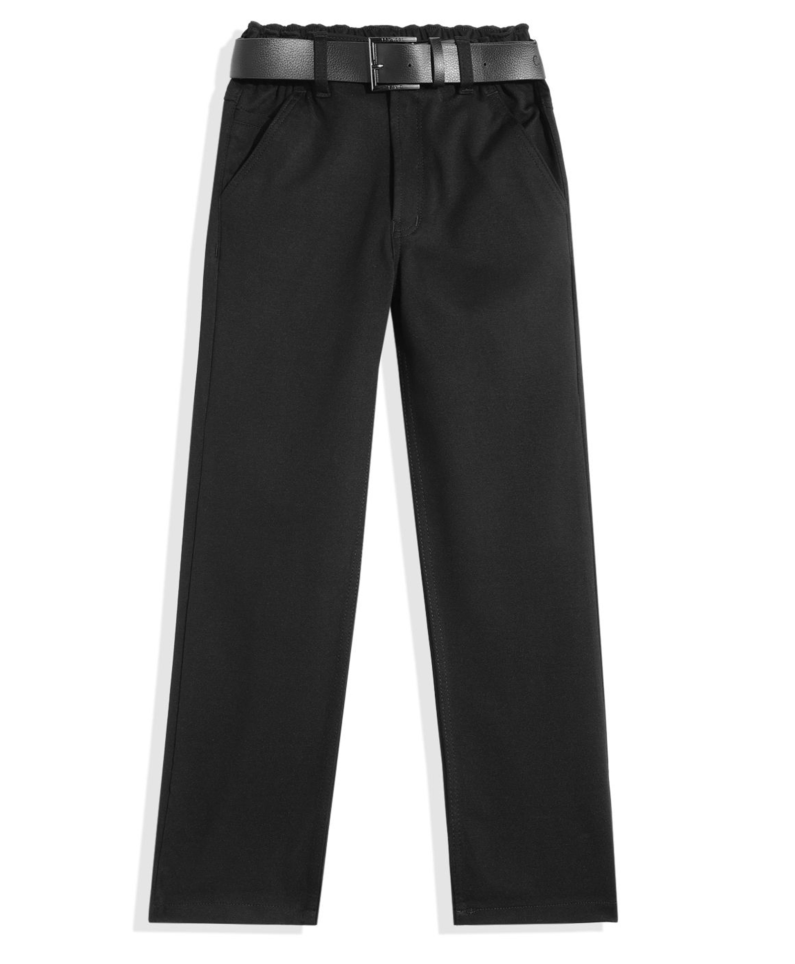 CAVIO Cotton Lycra Woven Solid Pants With Belt - Black-picture-12