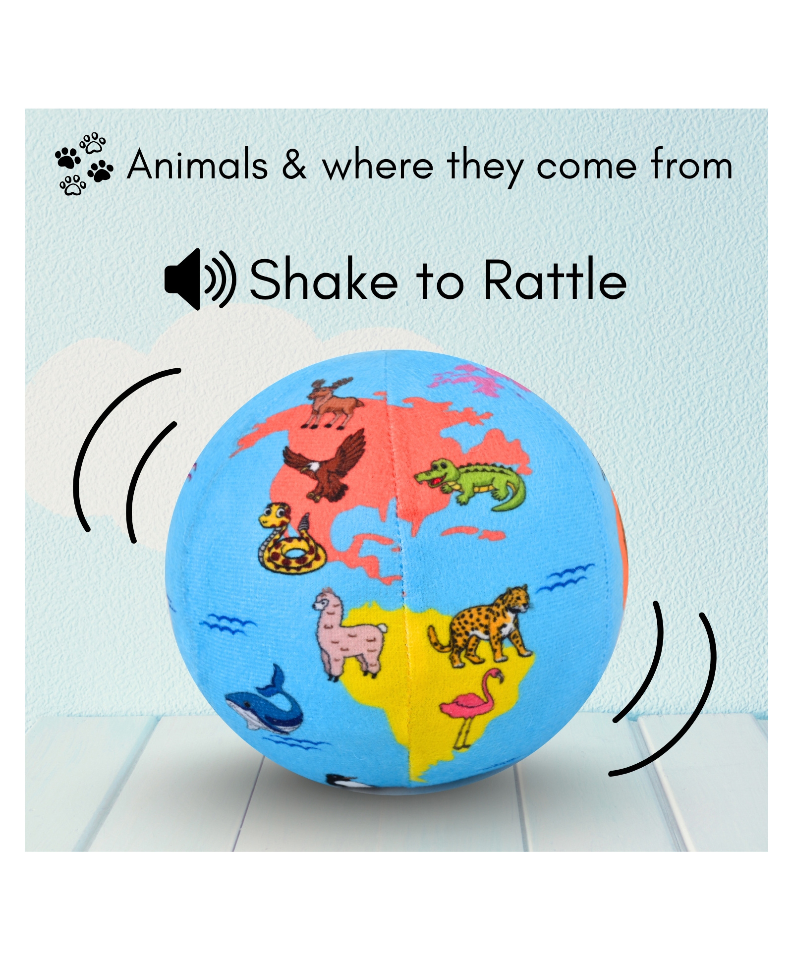 Seraphina Soft Globe Toy for Babies | My First World Map & Animal Plush Ball | Educational & Sensory Toys for Early Development-image-2