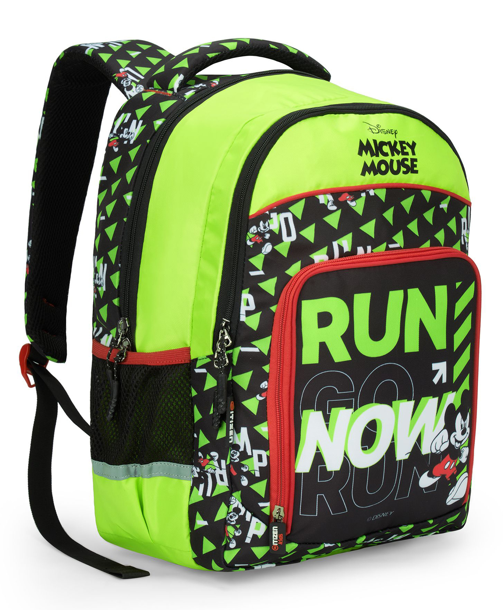 CITIZEN Mickey Sprinter 26L Kids School Bag | Durable Polyester | 1 Main Compartment | 2 Quick Access Front Pockets | Dual Bottle Holders | Cushioned Back | Padded Handle & Straps - 19 Inches-image-48