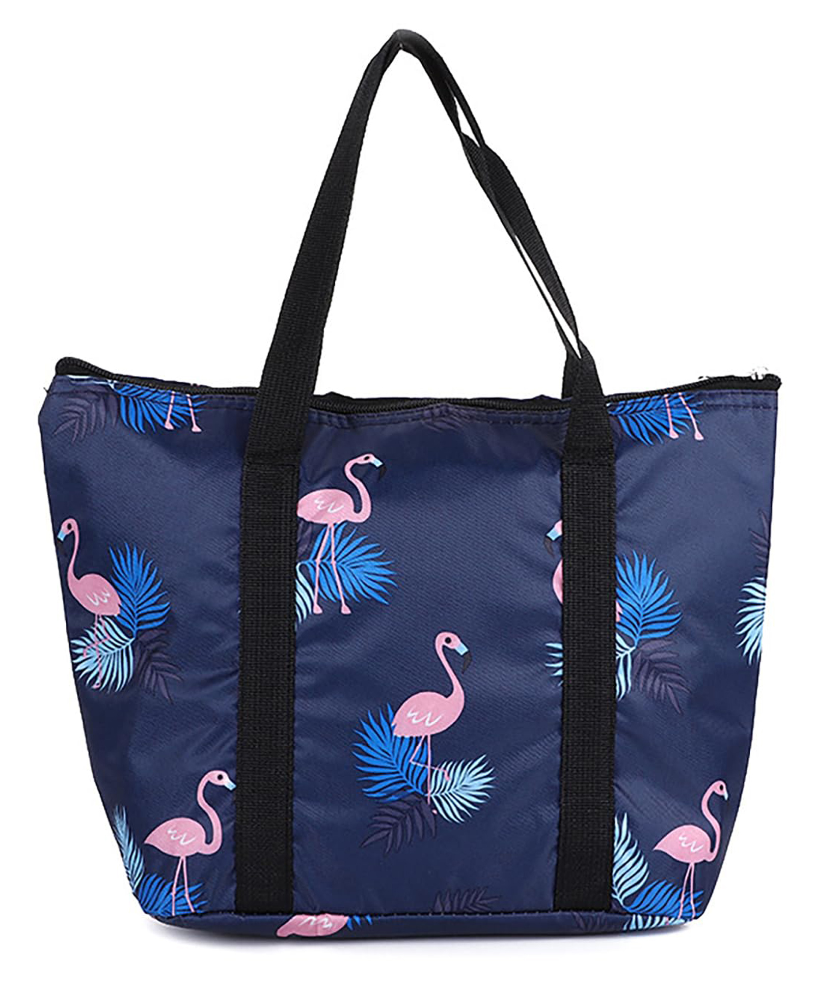 House Of Quirk Reusable Lunch Bag Insulated Lunch Box with Aluminum Foil Lunch Tote Handbag for Women Men School Office - Blue Flamingo-image-17