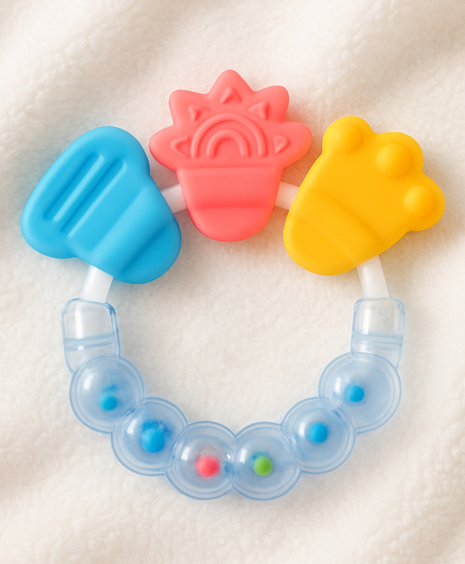 AEREX Baby Rattler Teether| Rattle Teething Toys | Soft and Natural Teether for Baby | Silicone Teether | Relief Soothing Sore Gums Chew Infants (Blue)-image-6
