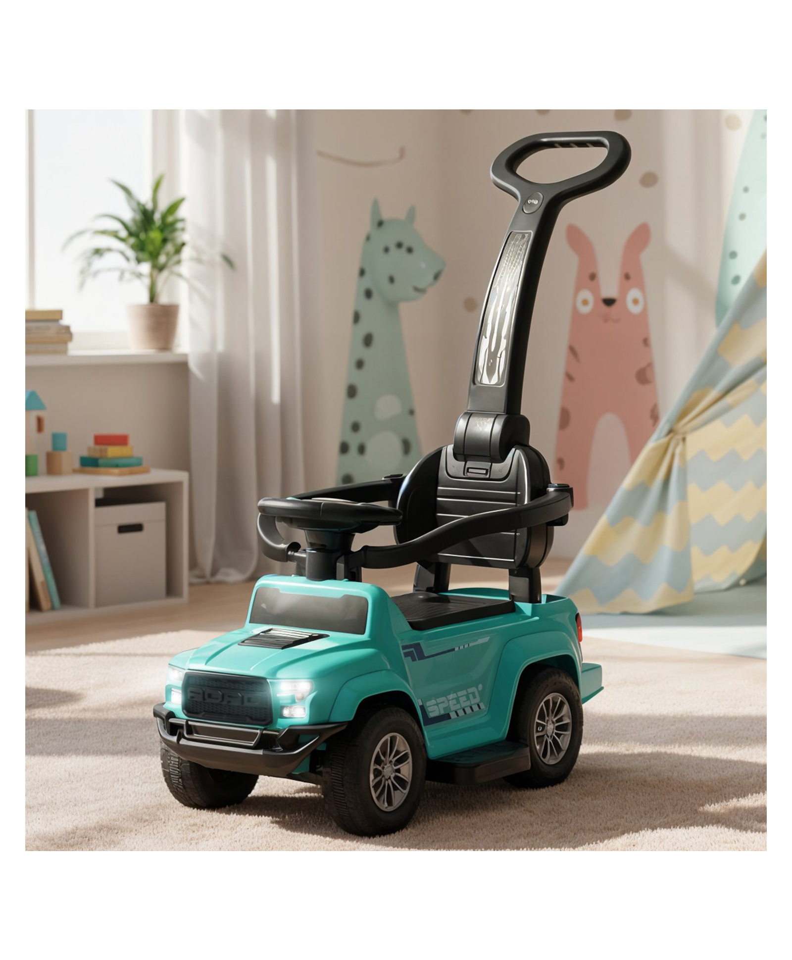 Baybee Roady Pro Ride on Car for Kids | Baby Push Ride on Jeep with Parental Handle & Safety Guardrail | Rideons Toy Car with Backrest, Light & Music | Baby Ride on Cars for Kids (Green)-image-10