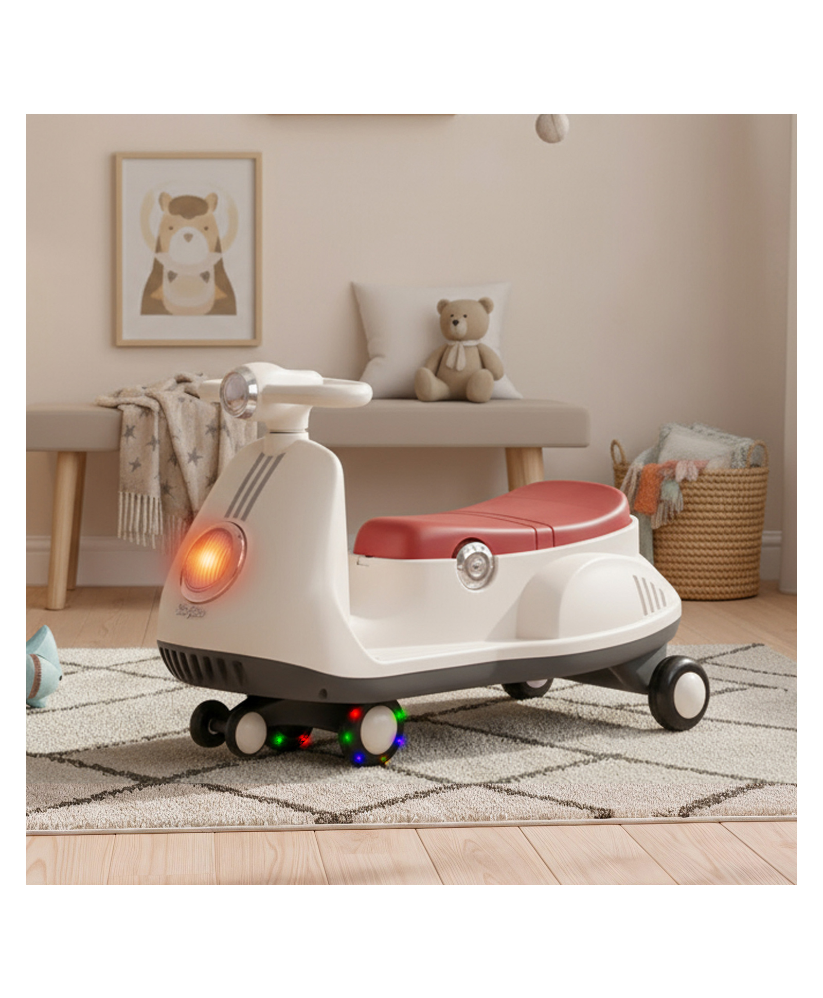 Baybee Gliddo Baby Swing Car for Kids | Twister Push Ride on Cars with 360° Steering, Lights & Music | Ride on Baby Car with Wide Seat & Storage | Magic Cars for Kids 3+ Years Boys Girls (Sandal)