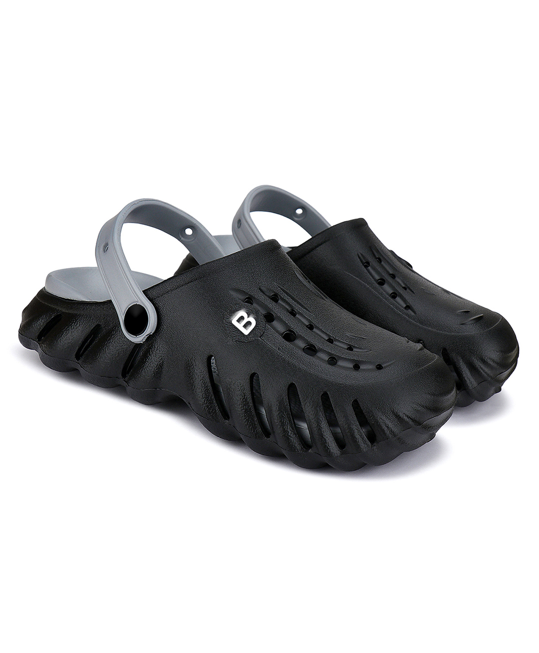 BERSACHE Solid Perforated Slingback Clogs - Black-image-41