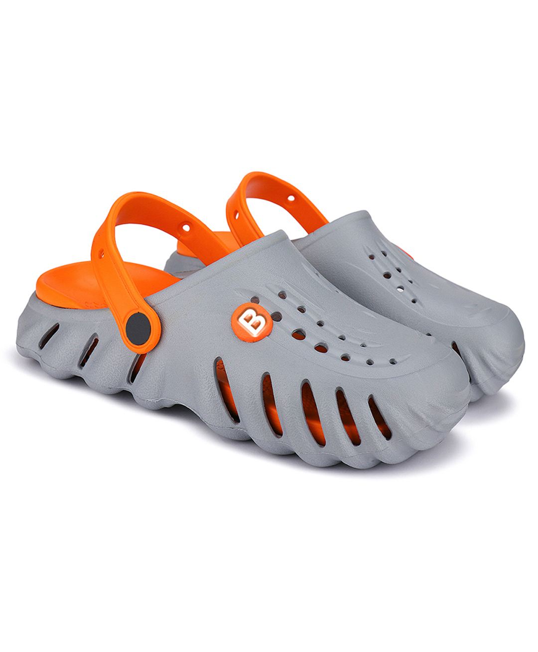 BERSACHE Solid Perforated Slingback Clogs - Orange-image-15