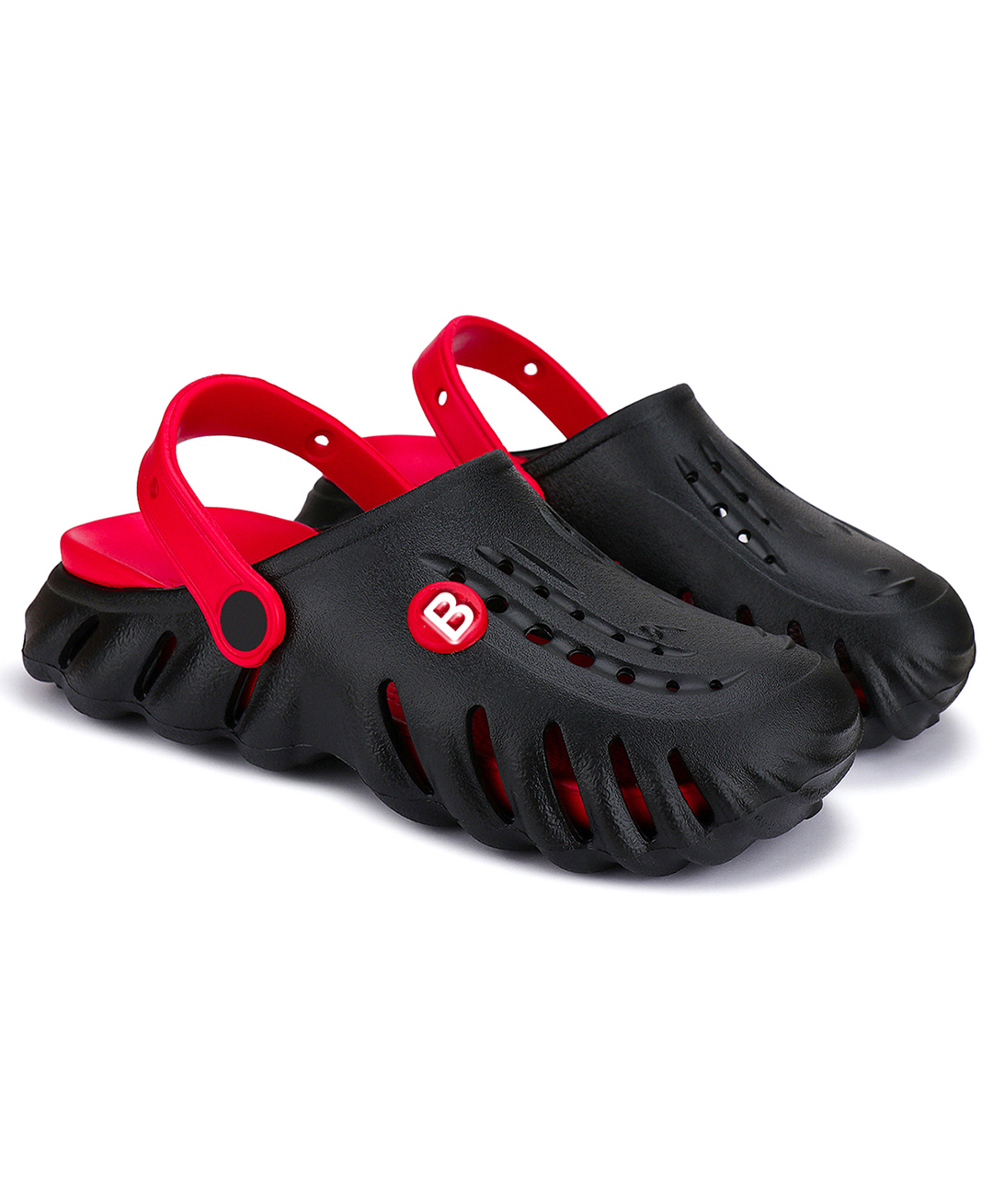 BERSACHE Solid Perforated Slingback Clogs - Red-picture-19