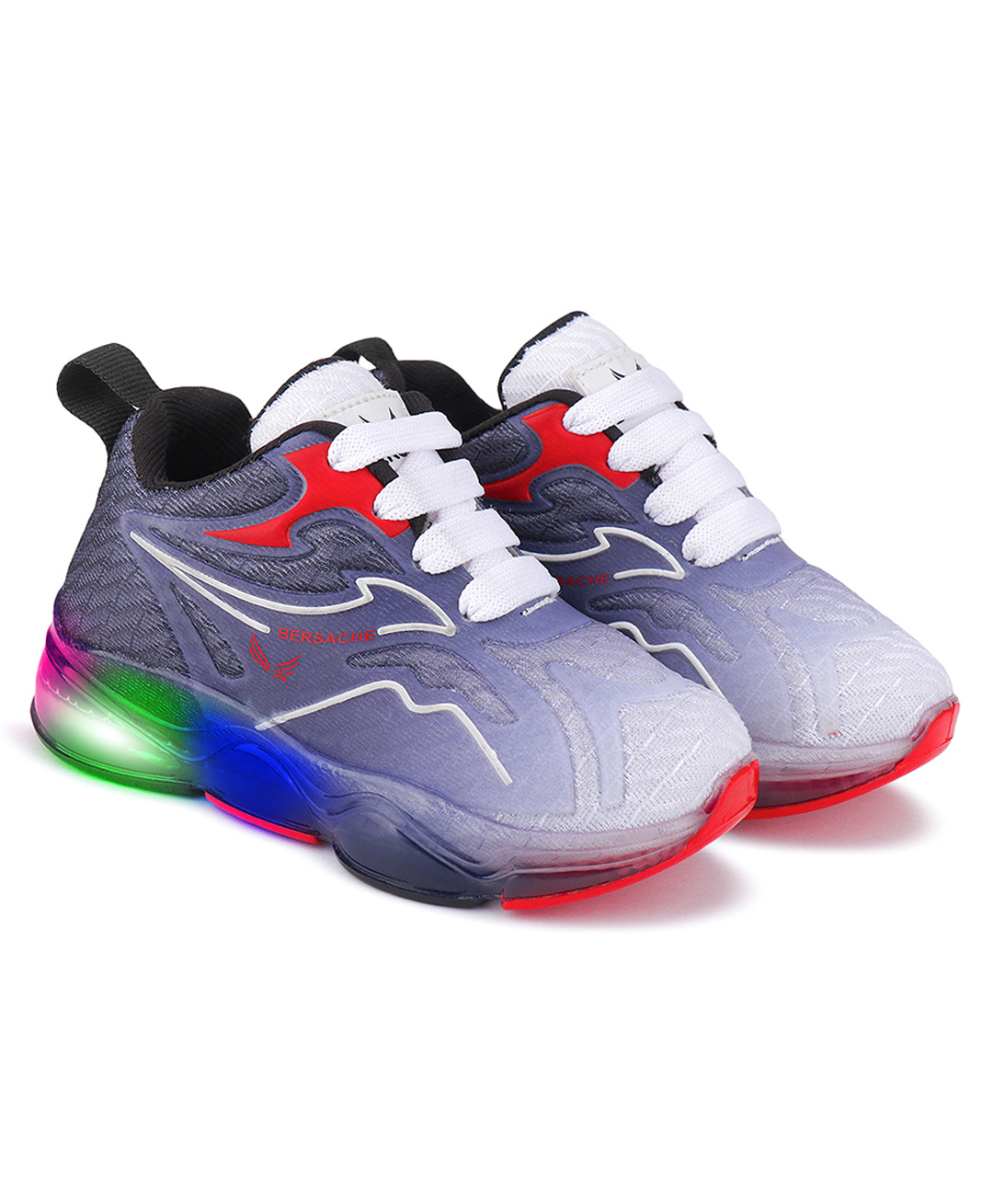 BERSACHE Ombre Designed Lace Up LED Shoes - Black-picture-3
