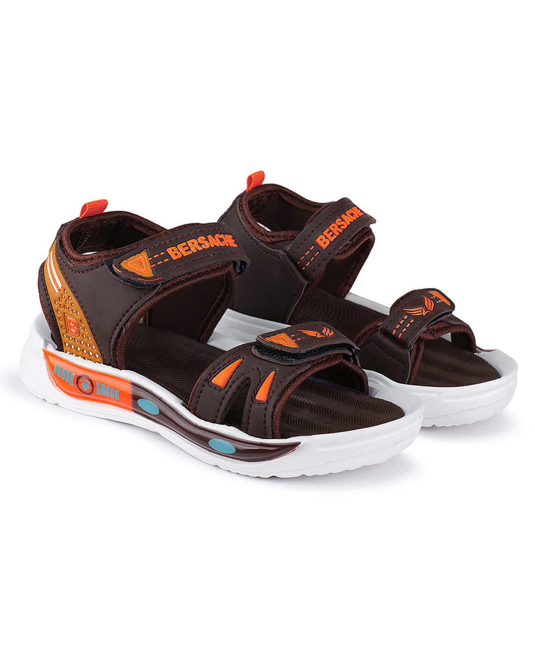 BERSACHE Colour Blocked Velcro Closure Sandals - Brown-image-29