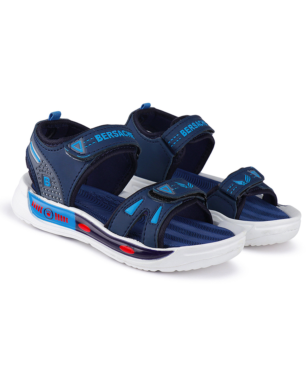 BERSACHE Colour Blocked Velcro Closure Sandals - Blue-picture-47