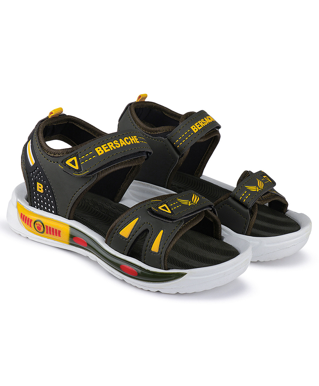 BERSACHE Colour Blocked Velcro Closure Sandals - Black-image-48