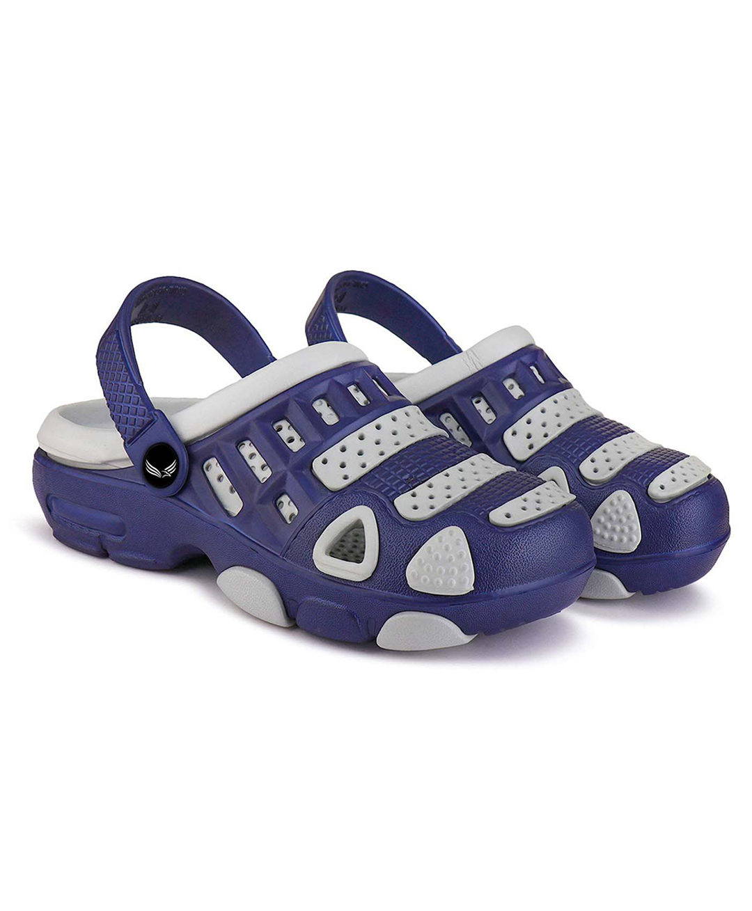 BERSACHE Colour Blocked Perforated Slingback Clogs - Grey-image-11