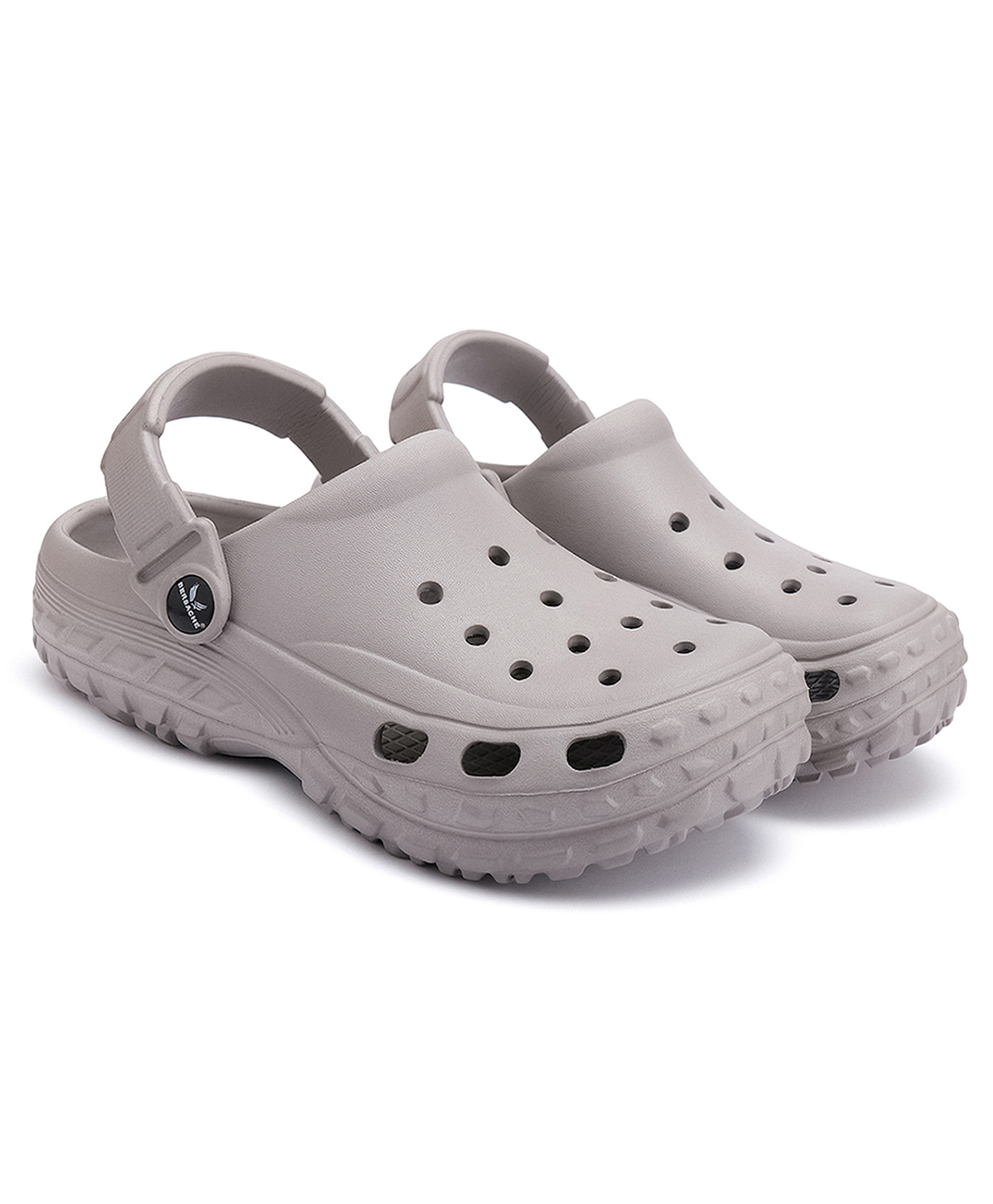 BERSACHE Solid Perforated Slip On Clogs - Grey-picture-12